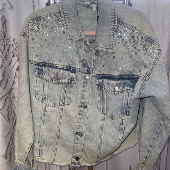 Vigoss Jackets & Blazers - Vigoss Gray Washed Denim Jacket with Subtle Distressing